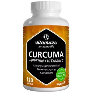 Vitamaze Turmeric + Piperine + Vitamin C Vegan 120 Capsules