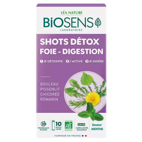 Biosens Shots Détox Foie Digestion Bio 10 shots à boire