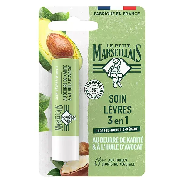 Le Petit Marseillais Soin Lèvres 3 en 1 Beurre de Karité Huile d'Avocat 4,9g