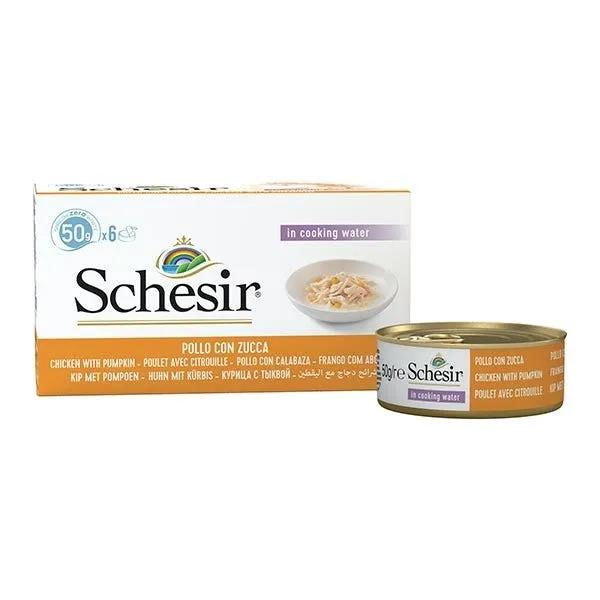 Schesir Multipack Lattina Filetti Di Pollo Con Zucca Cibo Umido Gatto 6X50G