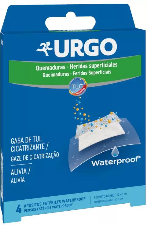 Urgo Waterproof Dressings for Burns Superficial Wounds 10x7cm 4 units