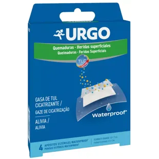 Urgo Waterproof Dressings for Burns Superficial Wounds 10x7cm 4 units