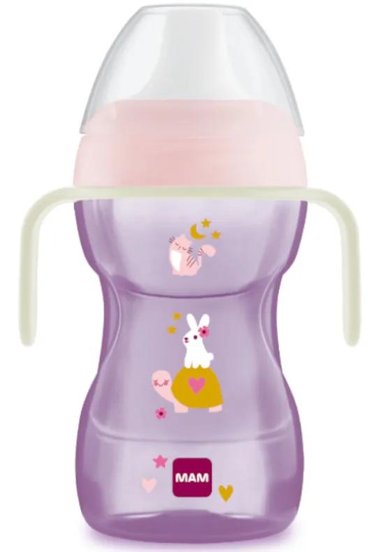 MAM Dag&amp;Nacht Lekvrije Leerbeker +8 Maanden Roze 270 ml