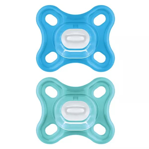MAM Comfort Ciuccio Fisiologico +0m Blu Lotto di 2 + Scatola di Sterilizzazione