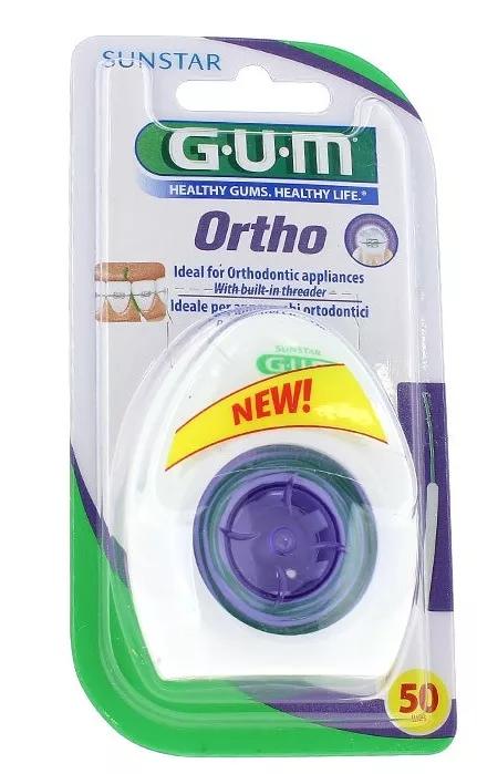 Gum Ortho Floss Seda Dental con Enhebrador 50 Usos