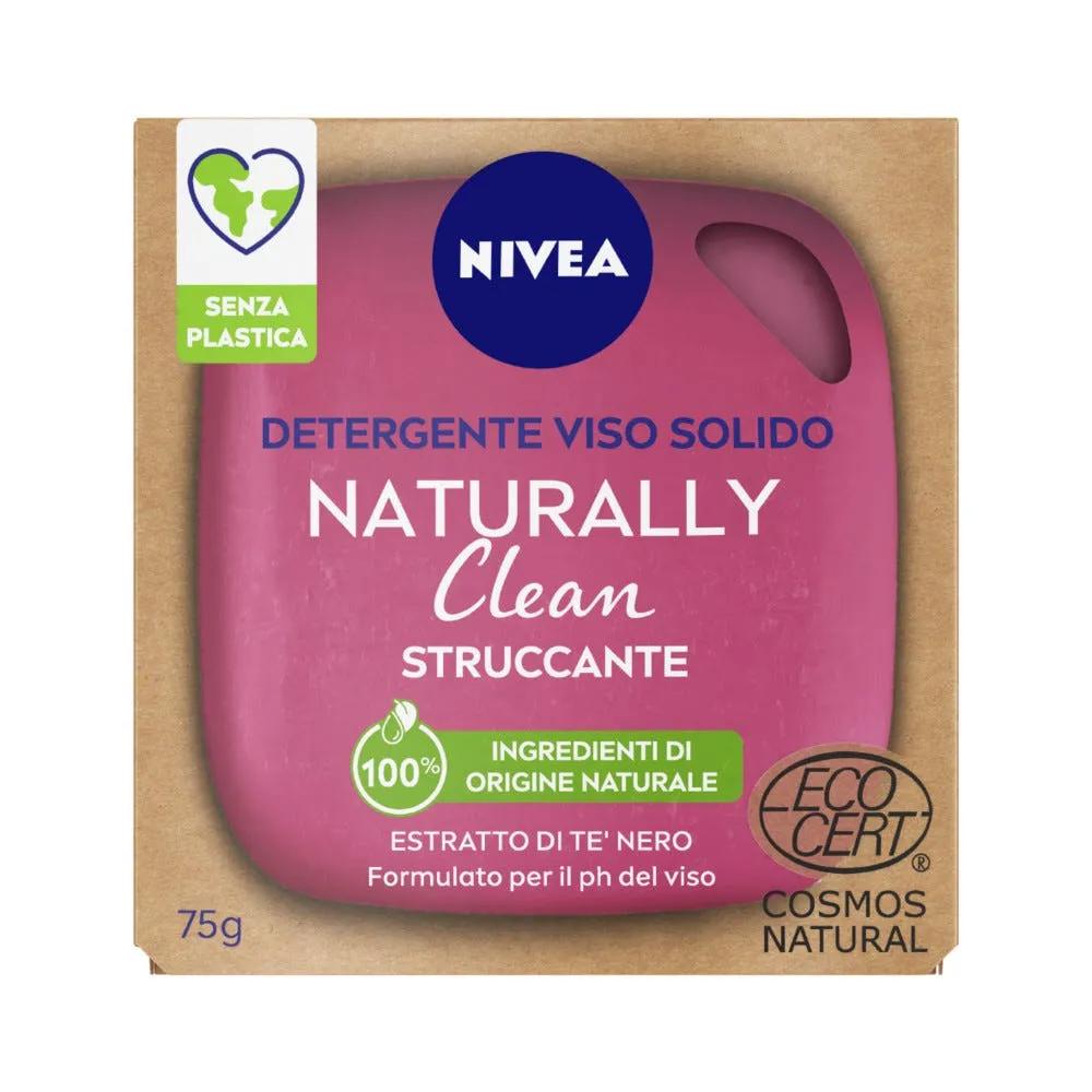 Nivea Naturally Clean Detergente Struccante Naturale Solido Viso Formula Vegana 75 g