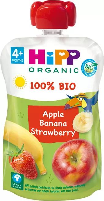 HiPP Saquinhos Maçã, Banana e Morango +4m BIO 100 gr