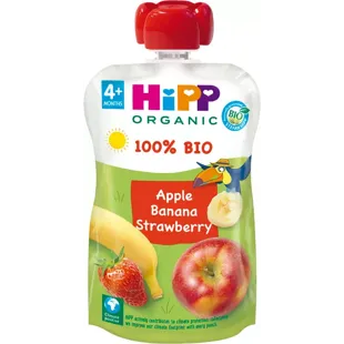 HiPP Pouches de Manzana, Plátano y Fresa +4m BIO 100 gr