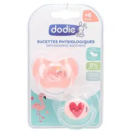 Dodie Sucette Physiologique Silicone +6m Cygne Coeur Lot de 2