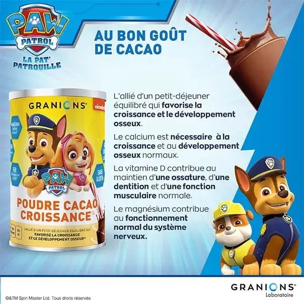 Granions Poudre Cacao Croissance Pat Patrouille 300g