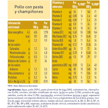 MERITENE PURÉ DE ADULTOS POLLO CON PASTA Y CHAMPIÑONES 300 GR