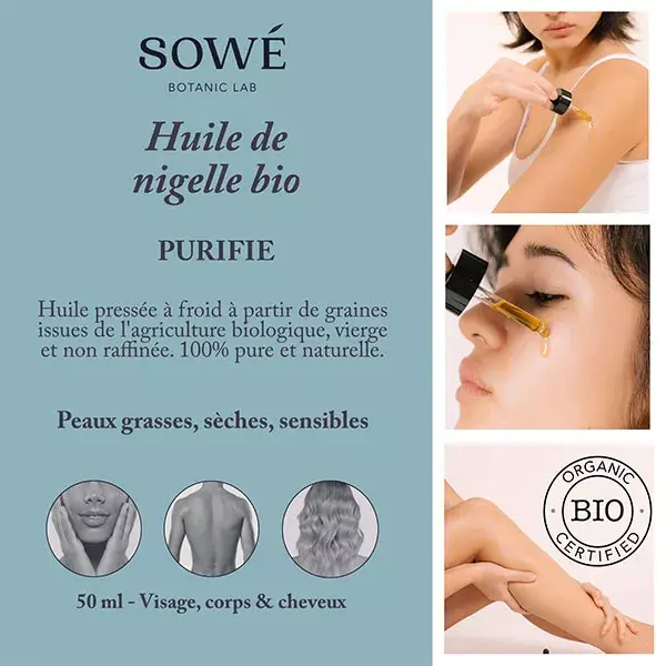 Sowé Huile Pure de Nigelle Bio Préssée à Froid 50ml