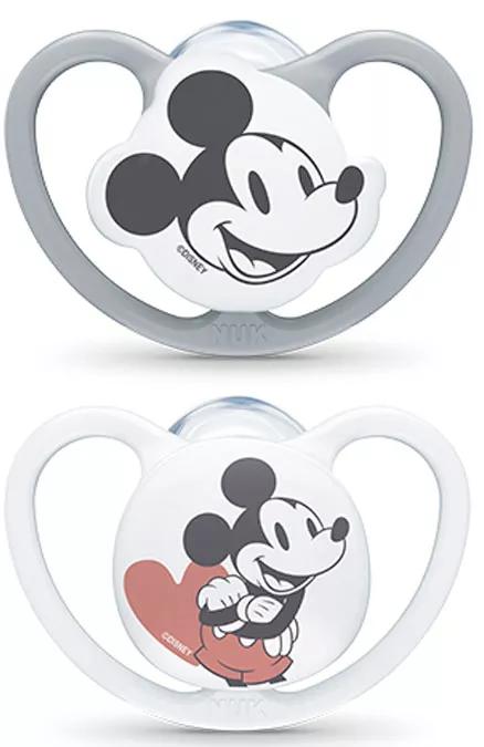Nuk Space Chupete Mickey Silicona Gris 18-36m