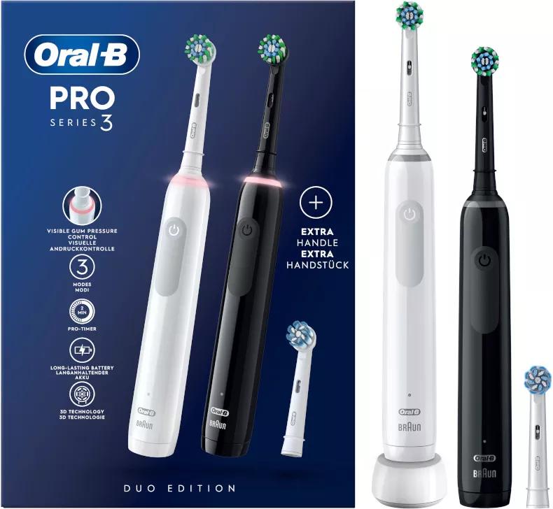 Oral-B Escova de Dentes Elétrica Pro 3 Duo Branco/Preto 2 unidades