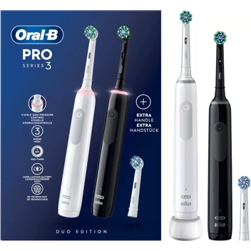 Oral-B Cepillo Eléctrico Pro 3 Duo Blanco/Negro 2 unidades