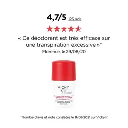 Vichy Déodorant Détranspirant Intensif 72h Roll-On Lot de 2 x 50ml