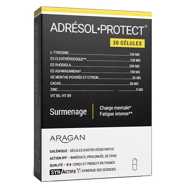 Aragan - Synactifs - AdresolProtect® - Surmenage - Zinc, Rhodiola - 30 gélules