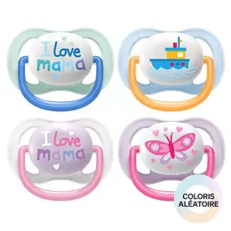 Avent Sucette Ultra Air 0-6m Mixte Love Mama Lot de 2