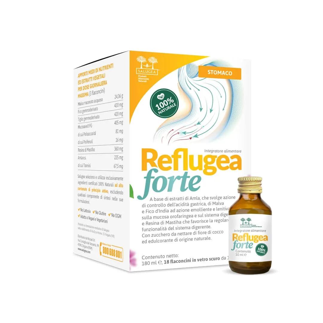 Salugea Reflugea Forte Integratore per Stomaco ed Esofago 18 Flaconcini Da 10Ml