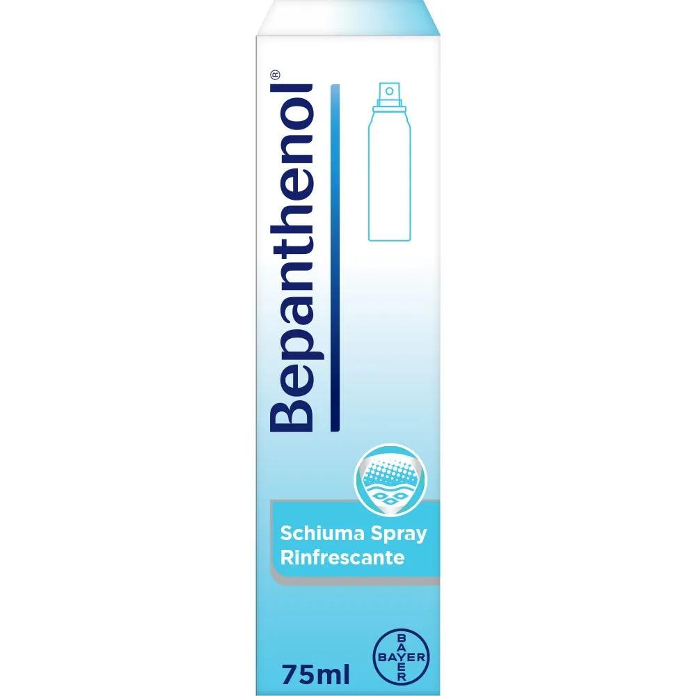 Bepanthenol Spray Schiuma Rinfrescante e Idratante Per Ustioni e Scottature con Pantenolo Flacone 75 ml