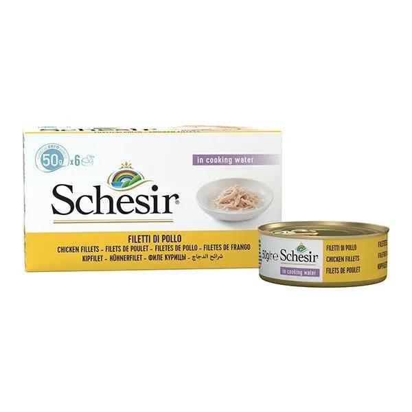 Schesir Multipack Lattina Filetti Di Pollo Al Naturale Cibo Umido Gatto 6X50G