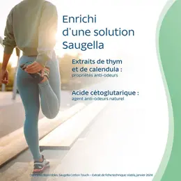 Saugella Cotton Touch Serviettes Hygiéniques Jour avec Ailettes - 2 Packs de 14