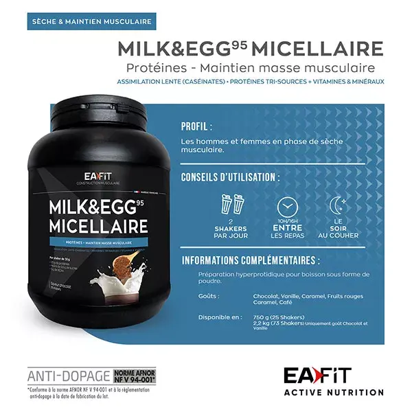 Eafit Milk & Egg 95 Micellaire Goût Caramel 750g