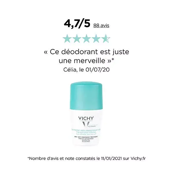 Vichy Deodorant Anti-Perspirant 48h Roll-On 2 x 50ml