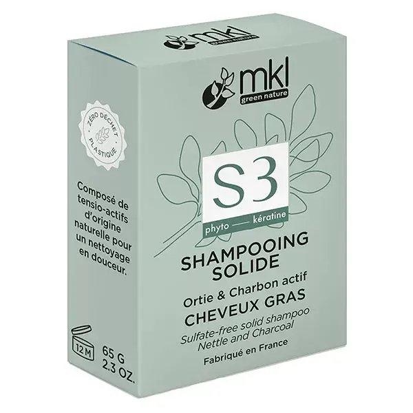 MKL Shampoing Solide Ortie et Charbon Cheveux Gras 65g