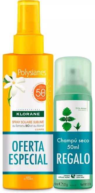 Klorane Spray Solar SPF50 + Champú Seco Ortiga 50 ml REGALO