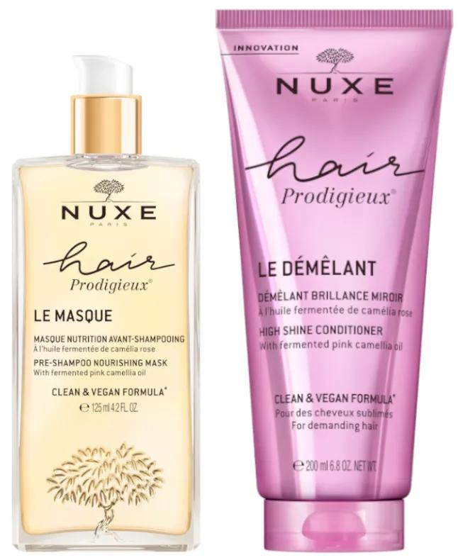 Nuxe Hair Prodigieux Nutrition Mask pre-shampoo 125 ml + balsamo lucidante 200 ml