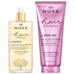 Nuxe Hair Prodigieux Mascarilla Nutrición Pre-champú 125 ml + Acondicionador Brillo 200 ml