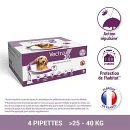 Vectra® 3D solution spot-on pour chiens > 25–40 kg 12 pipettes