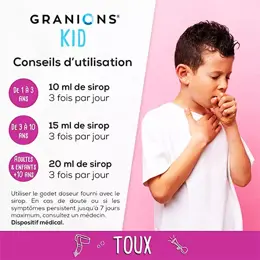 GRANIONS Kid Toux Dès 1 an Goût pomme Aronia Sirop 125 ml