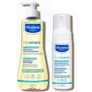 Mustela Stelatopia Bath Oil 500ml + Stelatopia Mousse Shampoo 150ml