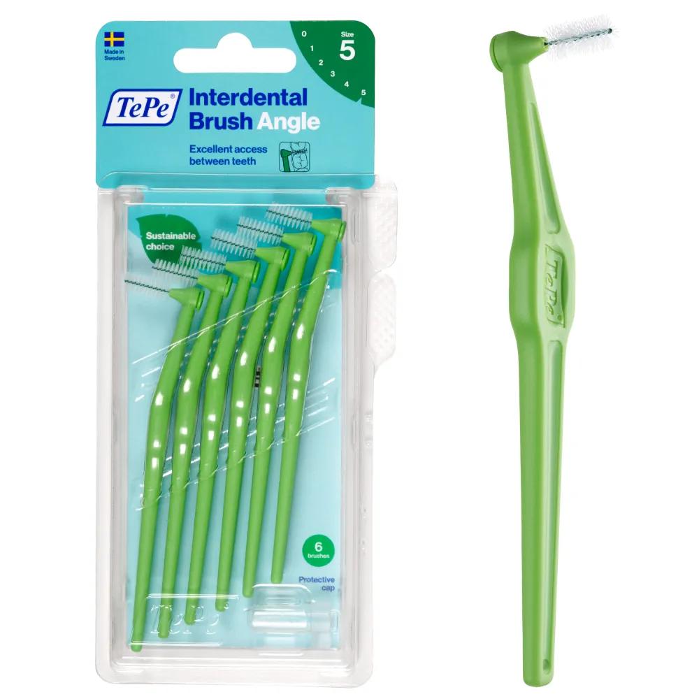 TePe Angle Verde Scovolino Angolato Per Pulizia Interdentale Misura ISO 5 Filo 0,8 mm 6 Pezzi