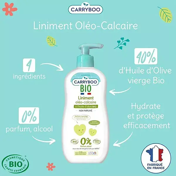 Carryboo Soins Liniment Oléo-Calcaire Huile d'Olive Bio 450ml