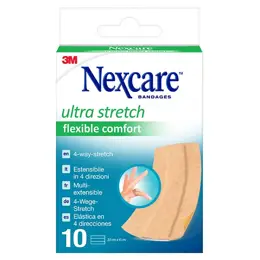 Nexcare Ultra Stretch Flexible Comfort Bandage Multi-Extensible 10x6cm 10 unités