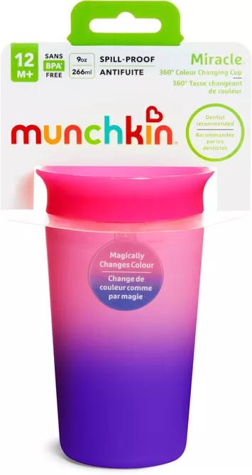 Munchkin Miracle Gobelet Anti-goutte 360º Thermosensible +12m 266 ml Rose