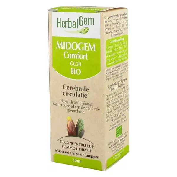 Herbalgem Complexe de Gemmothérapie Midogem Confort Circulation Cérébrale Bio 30ml