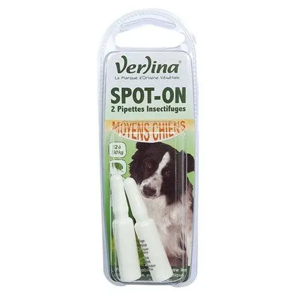 Verlina Chien Spot-On Pipette Insectifuge Chiens Moyens 2 unités