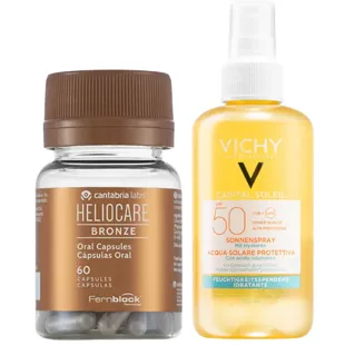 Heliocare Bronze 60 Capsules + Vichy Capital Soleil Moisturizing Water SPF 50 200 ml