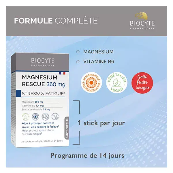 Biocyte Magnésium Rescue 20 sticks orodispersibile