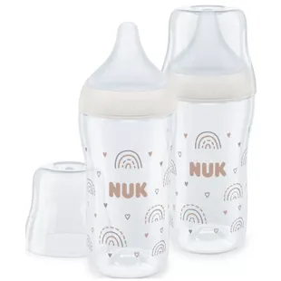 Nuk Conjunto Perfect Match 2 mamadeiras arco-íris/coração fluxo médio 2x260 ml