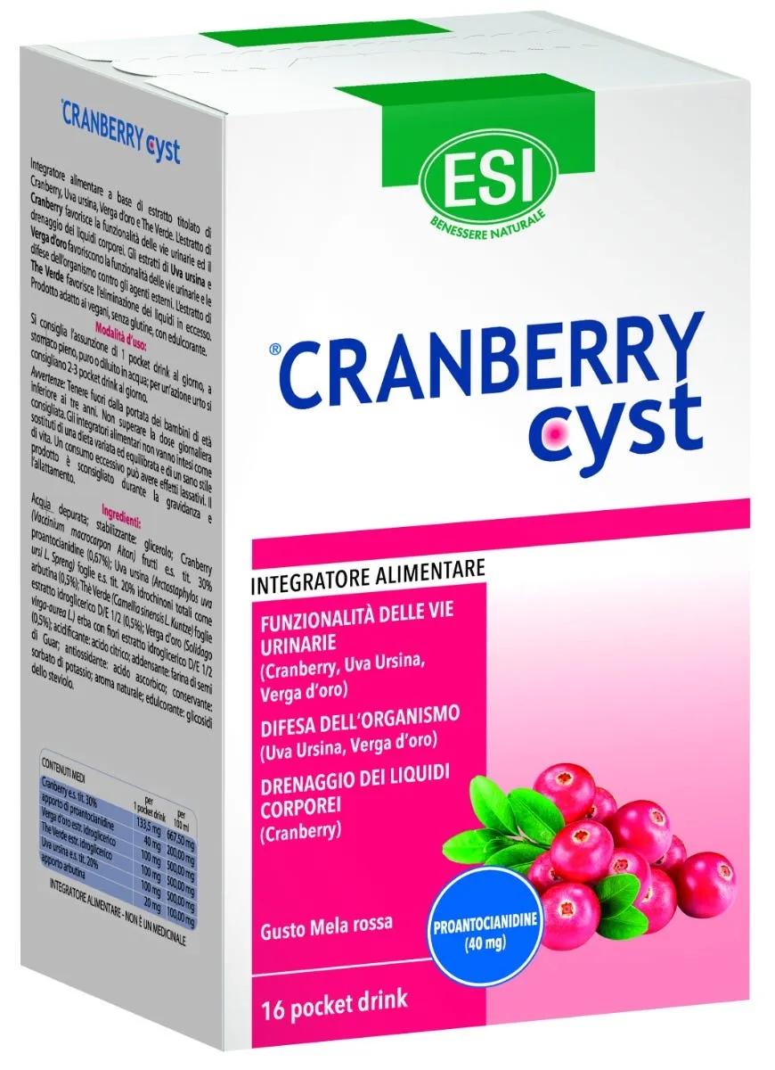 Esi Cranberry Cyst  Pocket Drink Integratore Benessere Vie Urinarie 16 Pocket Drink