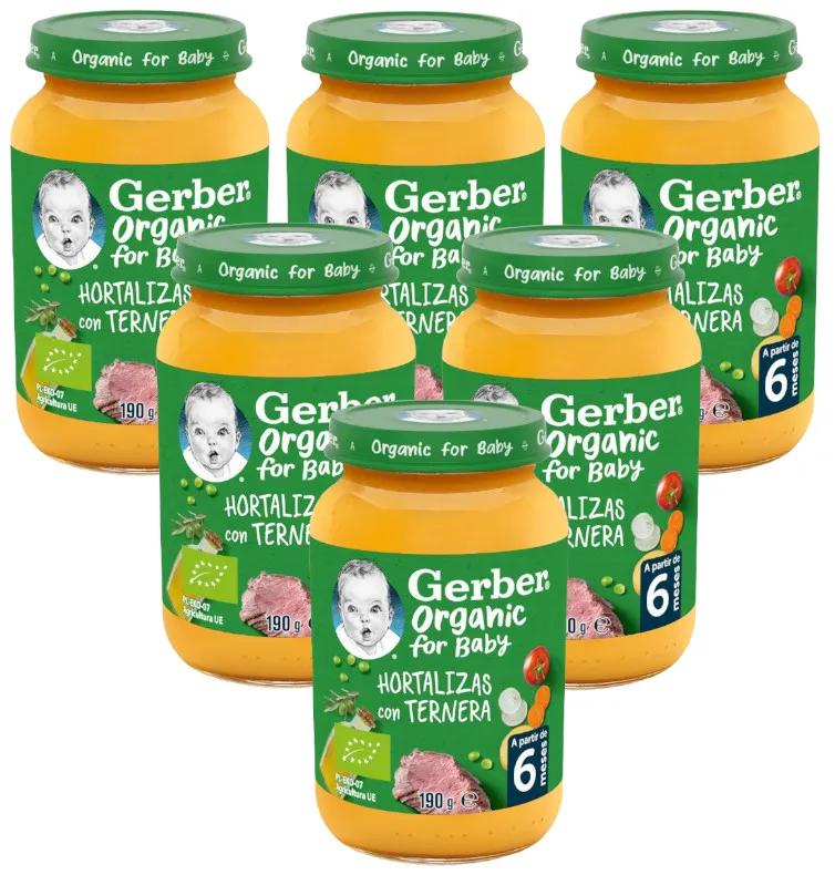 Gerber Bio Pot de Légumes au Bœuf +6 mois 6x190 gr