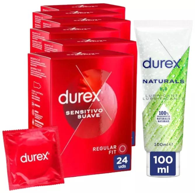 Durex Naturals Gel Lubrifiant Intime 100 ml + Préservatifs Soft Sensitive 6x24 unités