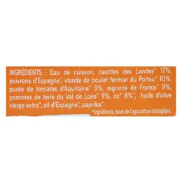 Babybio Repas Midi Assiette Légumes à la Basquaise Poulet Riz +15m Bio 260g