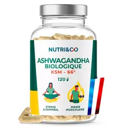 Nutri&Co Ashwagandha Bio Sommeil Stress et Masse Musculaire 120 gélules