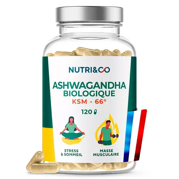 Nutri&Co Ashwagandha Bio Sommeil Stress et Masse Musculaire 120 gélules